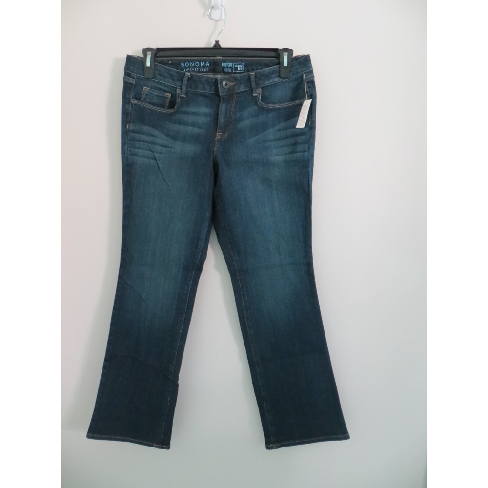Sonoma Life and Style Women's Bootcut Midrise Denim Jeans Dark Wash Size 12S NWT